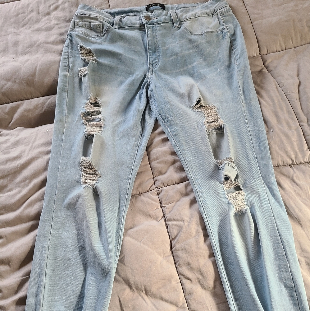 Ripped Light Blue Jeans Size 14